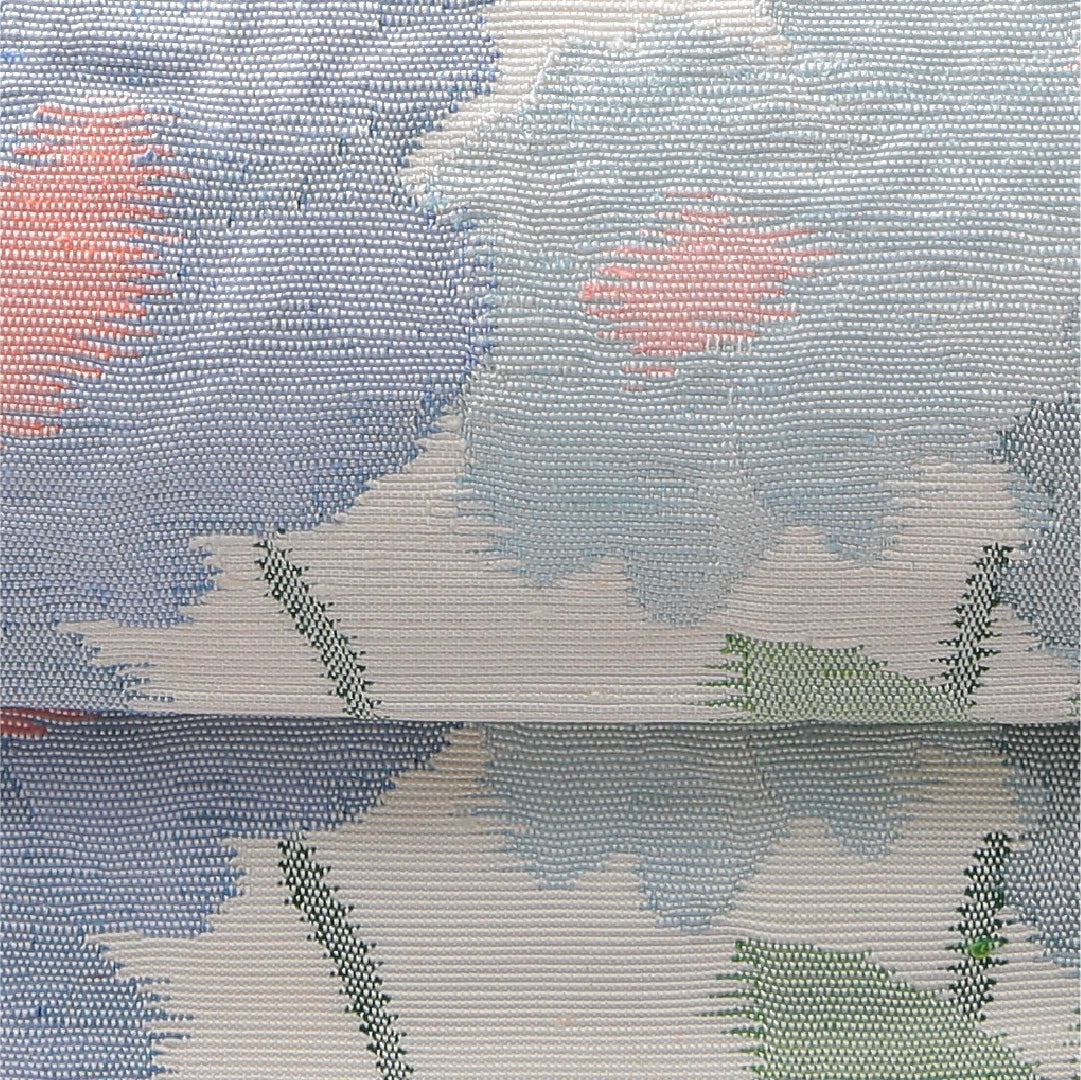 八寸名古屋帯（紬） 帯丈366cm カジュアル 松葉仕立て 六通 Aランク 正絹 花柄 クリーム系 1224-03909