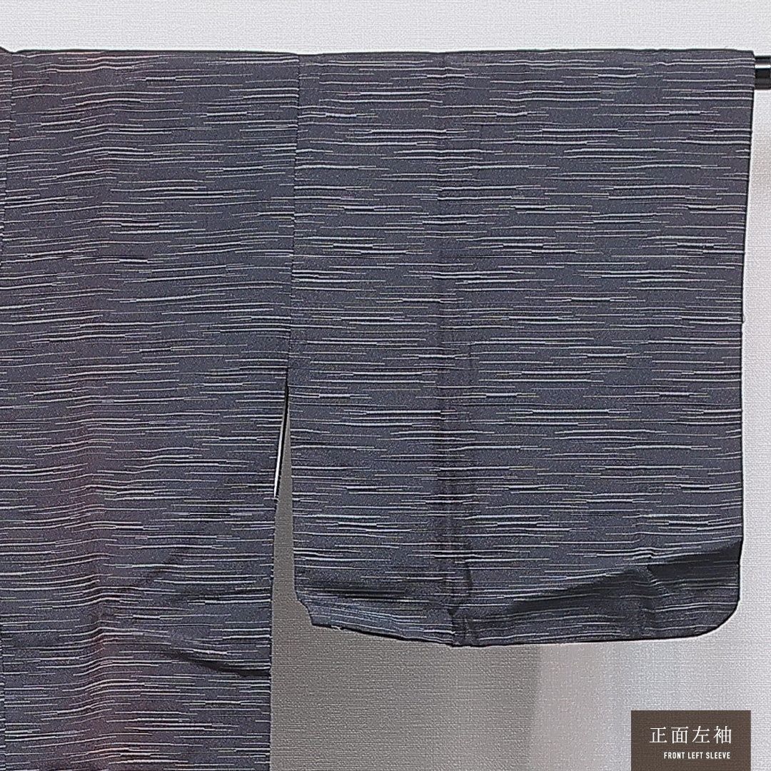 道行コート 洗える着物 袷 身丈84cm 裄丈64cm ポリエステル Cランク Mサイズ フォーマル ポケットあり 織り出し 抽象柄 紺系 1263-16866