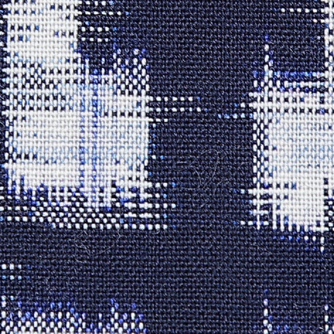 ウールの紬 洗える着物 単衣 身丈154cm 裄丈61cm ウール Cランク Sサイズ バチ衿 カジュアル 絣 創作柄 紺系 1216-15685