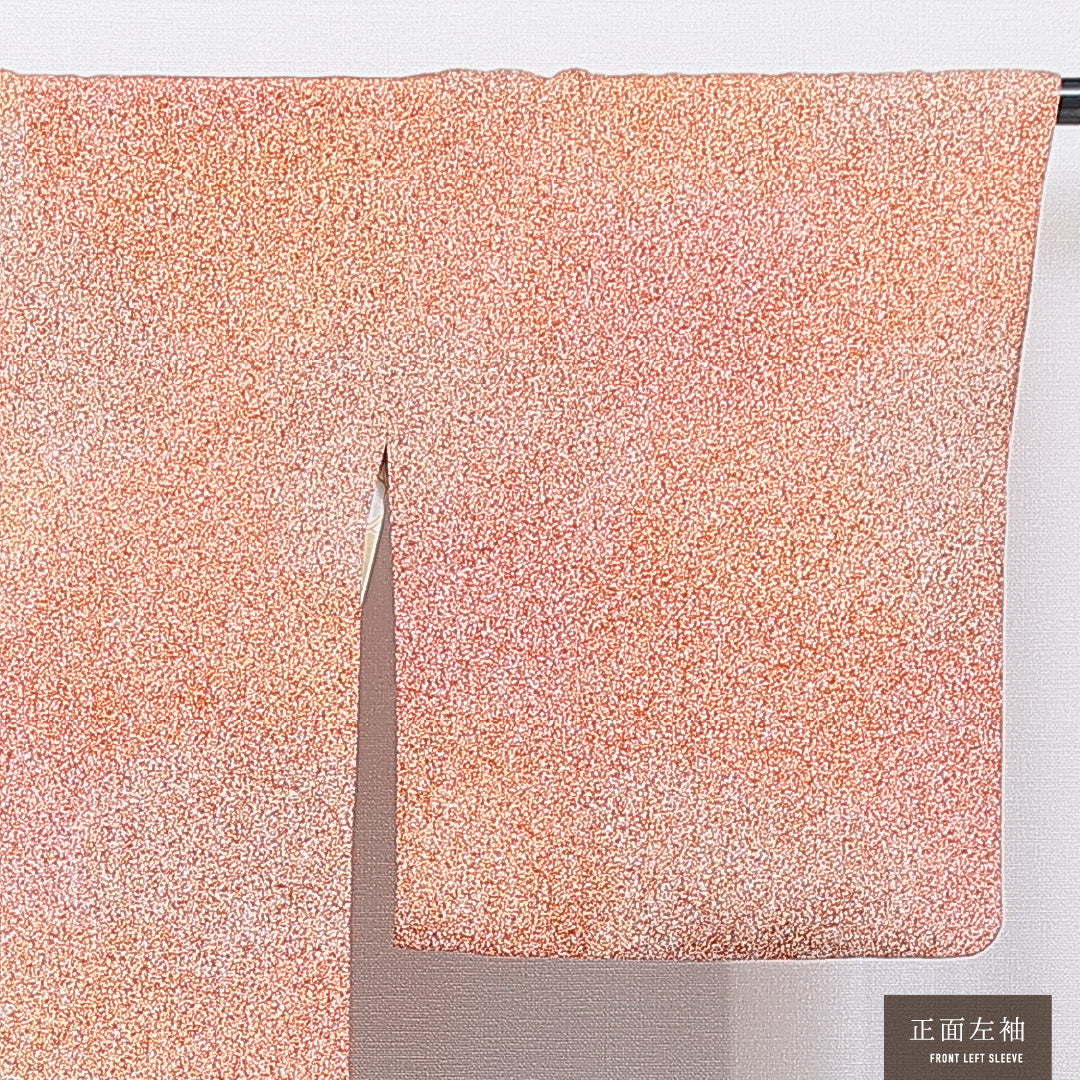 道行コート 袷 身丈90cm 裄丈65cm 正絹 Sランク セミフォーマル Mサイズ たたき染め ポケットあり 抽象柄 朱系 RP 1237-16852