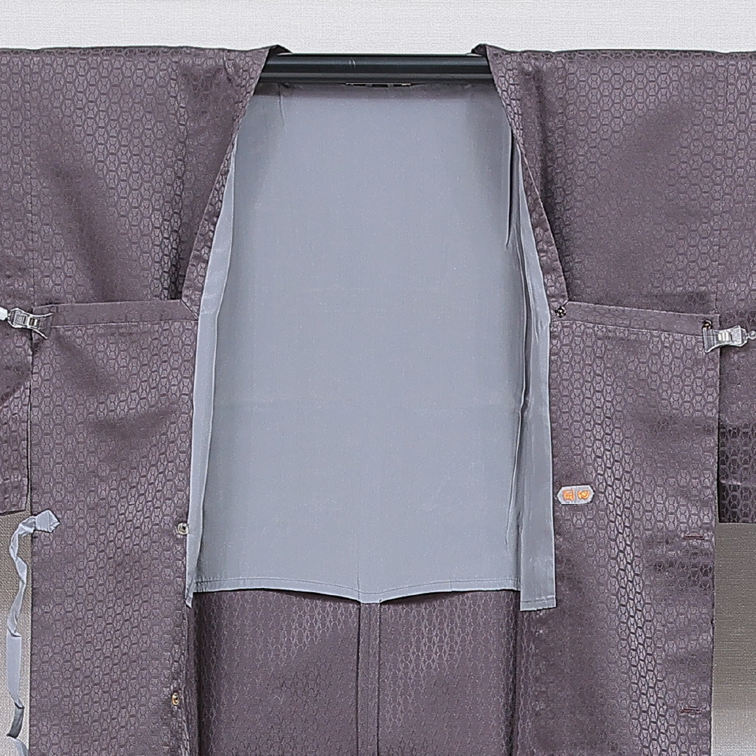 道行コート 洗える着物 単衣 身丈120cm 裄丈63cm ポリエステル Sランク Sサイズ フォーマル ポケットあり 亀甲 グレー系 1263-16863