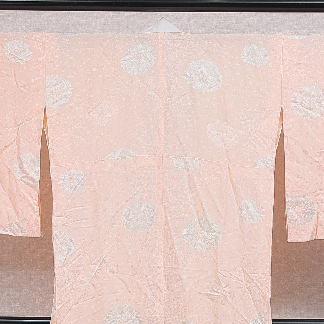 長襦袢 無双袖 身丈126cm 裄丈63cm 正絹 Aランク Mサイズ 部分絞り 菊 朱系 RP 1239-16611