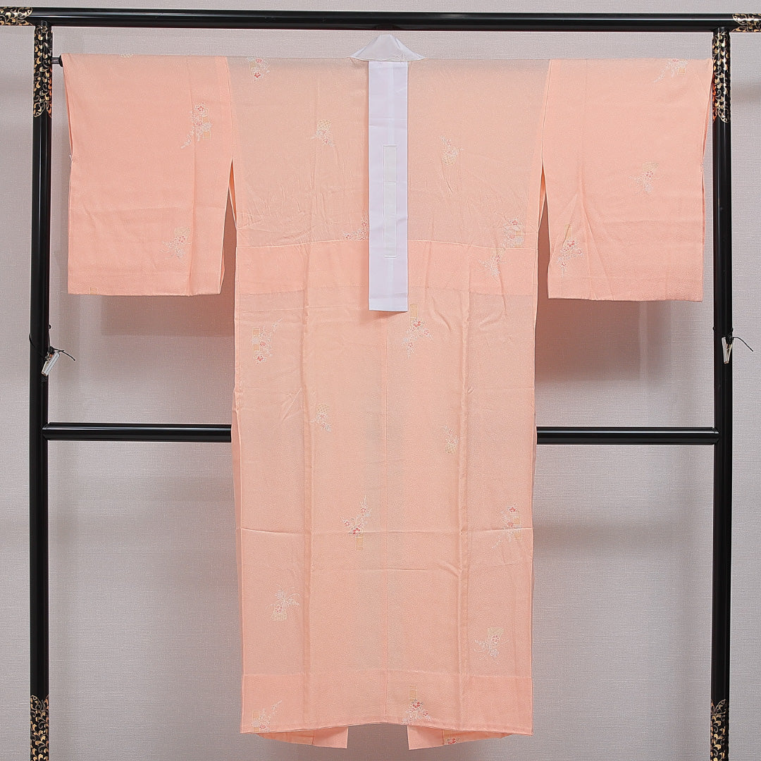 長襦袢 無双袖 身丈140cm 裄丈66cm 正絹 Sランク 3XLサイズ 居敷当て 生け花 朱系 RP 1239-16619