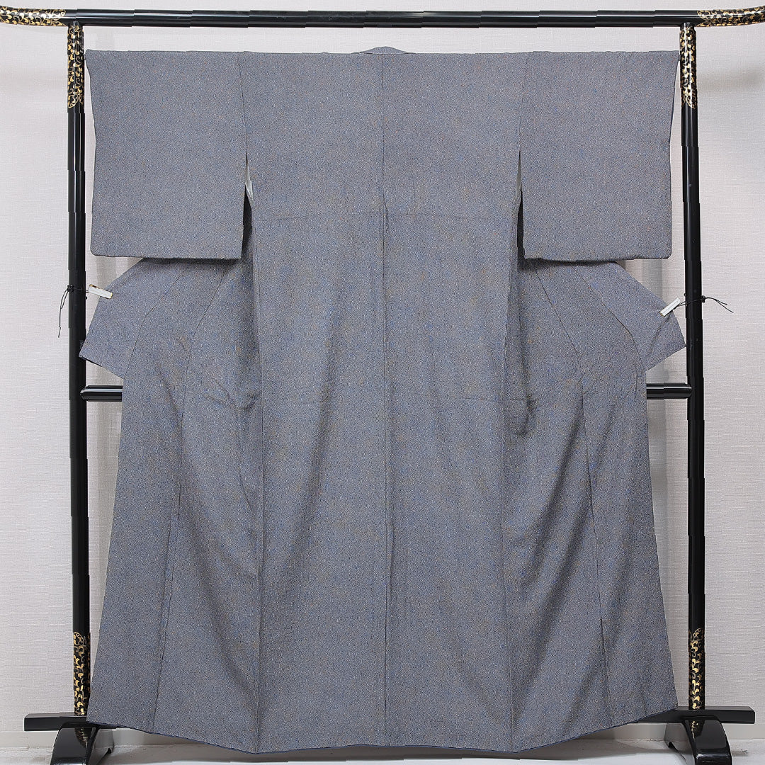 江戸小紋（鮫） 袷 身丈161cm 裄丈66cm 正絹 Sランク Lサイズ 広衿 インフォーマル 紺系 1262-15712