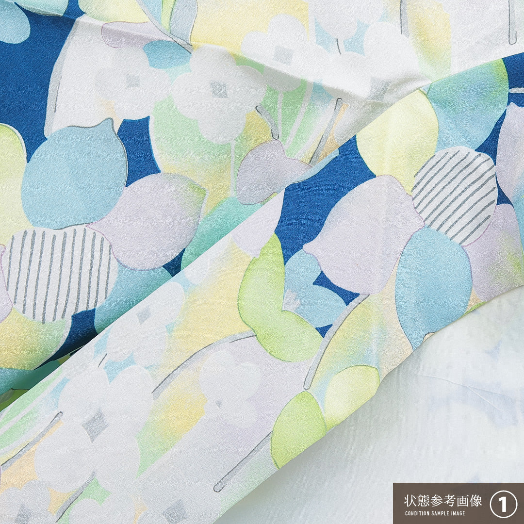 洗える着物 小紋 袷 身丈162cm 裄丈64cm ポリエステル Bランク インフォーマル 広衿 Lサイズ 花柄 多色系 RP 1221-16231