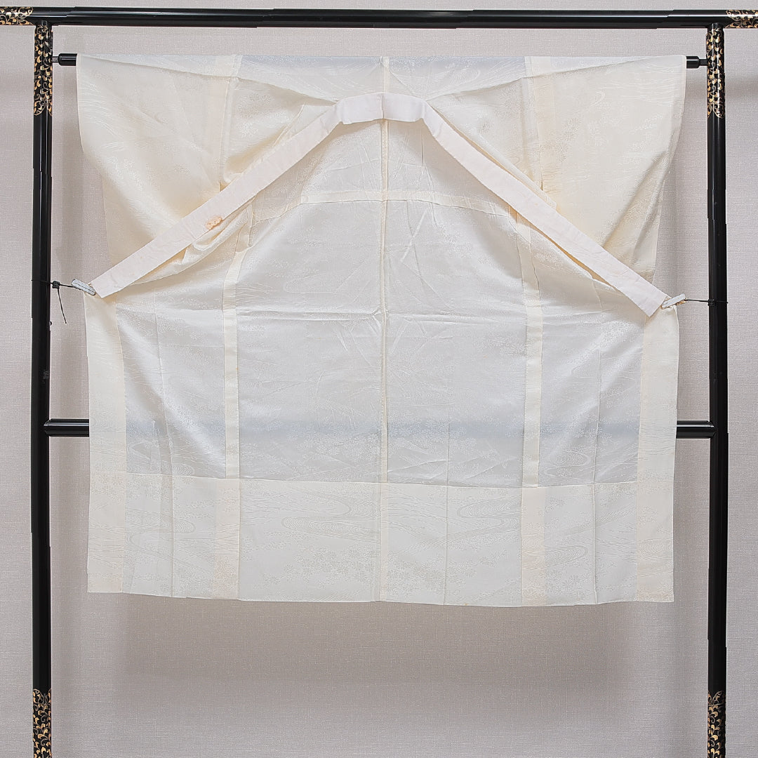 長襦袢 無双袖 身丈126cm 裄丈63cm 正絹 Cランク Mサイズ 流水 クリーム系 LP 1239-16504