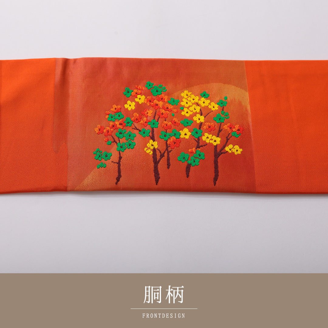 九寸名古屋帯 Sランク 帯丈346cm 正絹 ポイント柄 名古屋仕立て 織り インフォーマル 梅 朱系 LP 1245-03336