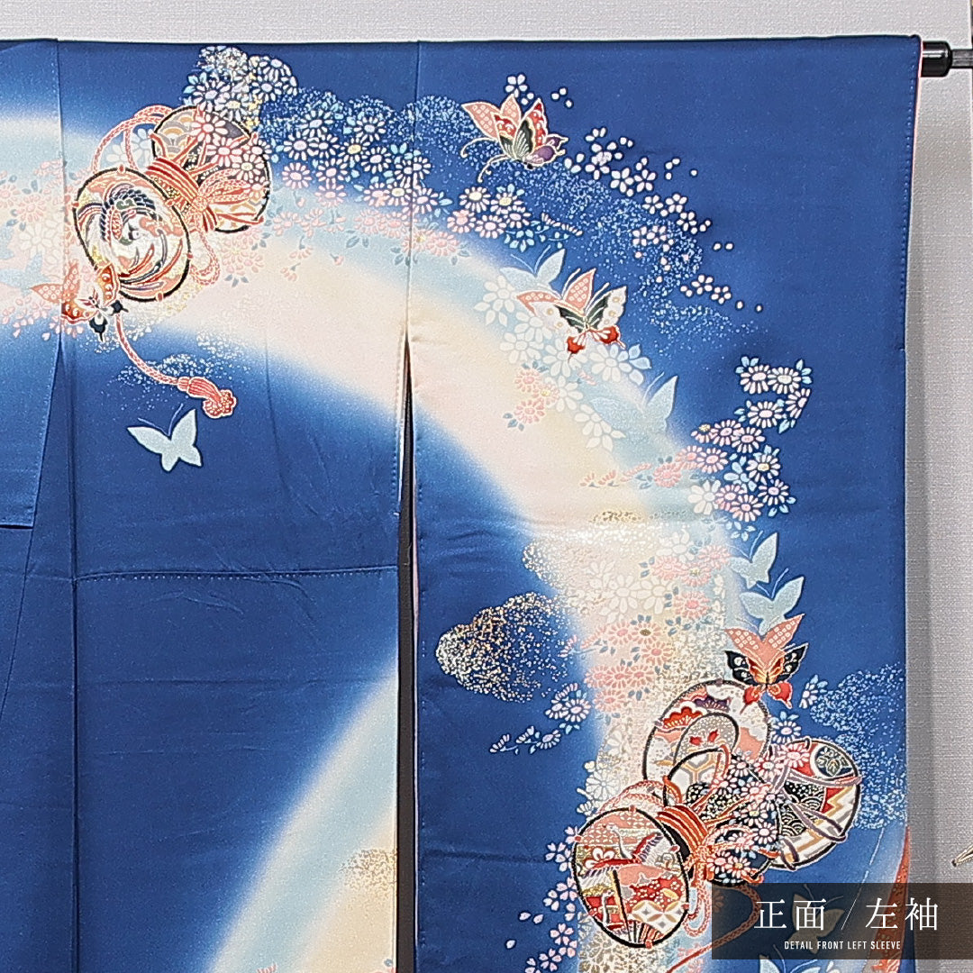 振袖 袷 身丈168cm 裄丈66cm フォーマル Aランク XLサイズ 正絹 広衿 組紐 吉祥文様 1213-F0726