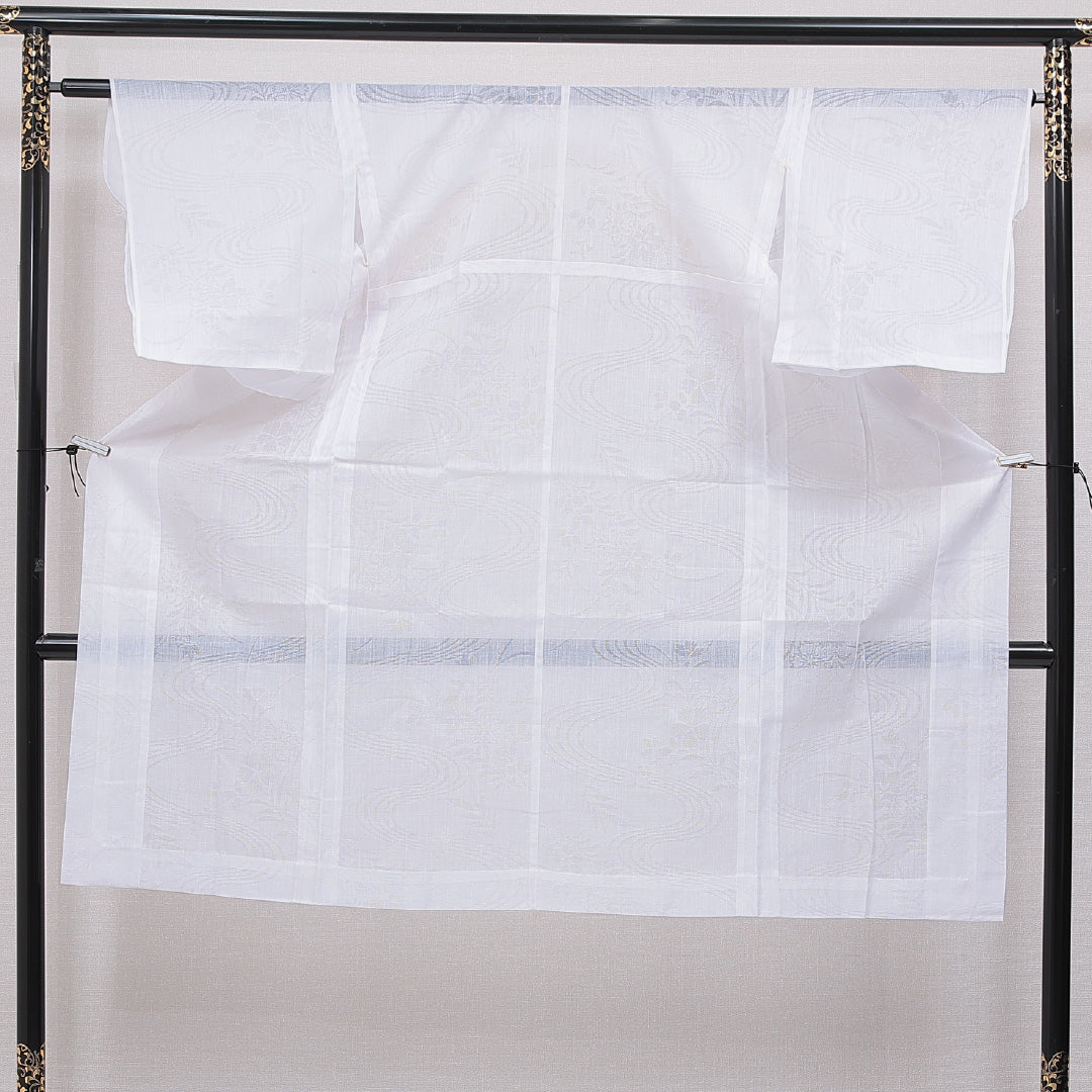 夏物 長襦袢 夏物 身丈126cm 裄丈62cm 正絹 Sランク Mサイズ 古典柄 白系 RP 1239-16673