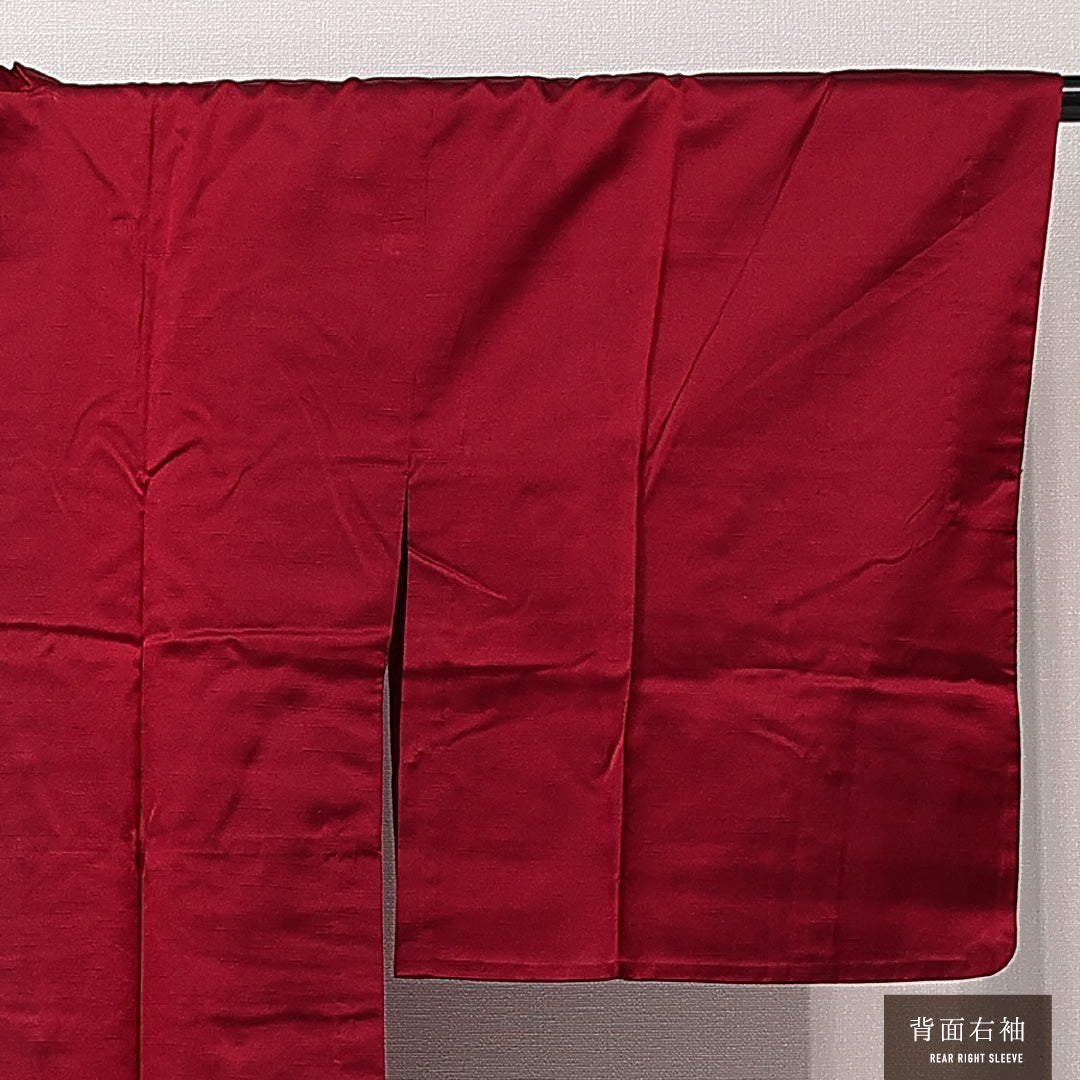 道行コート 袷 身丈133cm 裄丈65cm 正絹 Sランク カジュアル Mサイズ 無地 赤系 RP 1237-15280