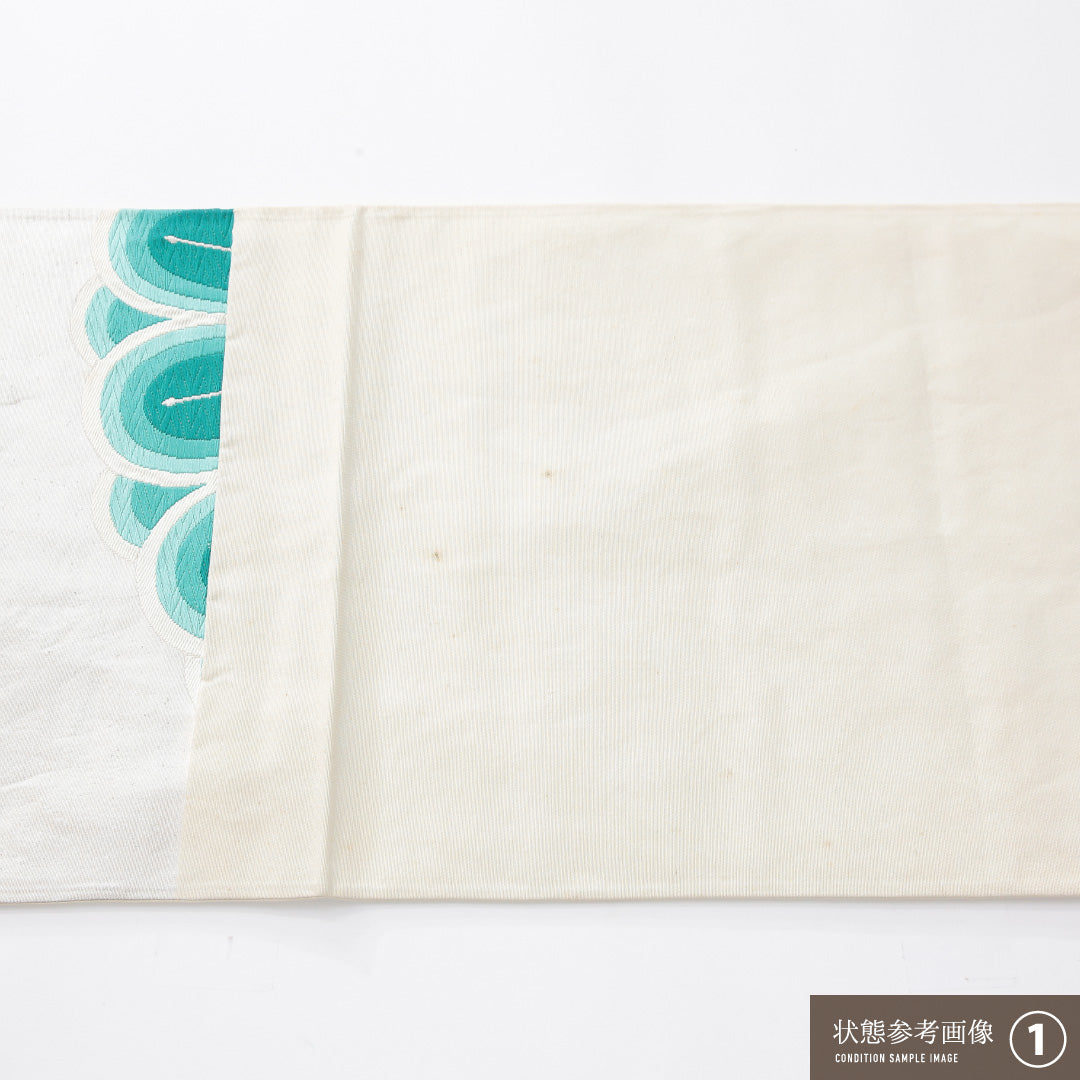 袋帯 帯丈428cm 正絹 六通 フォーマル 唐織 宝相華 白系 1243-02254