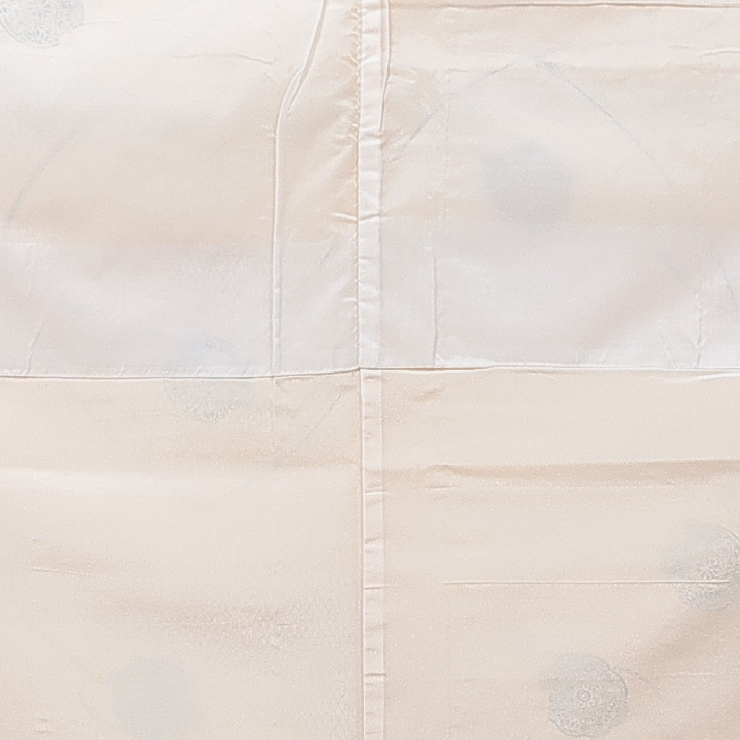 小紋 洗える着物 袷 身丈157cm 裄丈66cm ポリエステル Sランク Mサイズ 広衿 インフォーマル 鏡裏文 桜 クリーム系 1215-15792