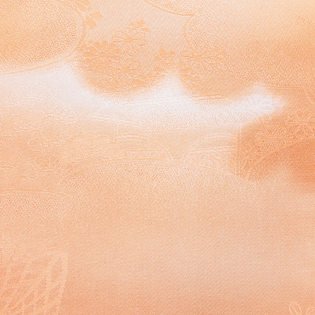 色無地 洗える着物 袷 身丈156cm 裄丈64cm ポリエステル Sランク Mサイズ 広衿 インフォーマル 紋意匠 古典柄 朱系 1214-16024