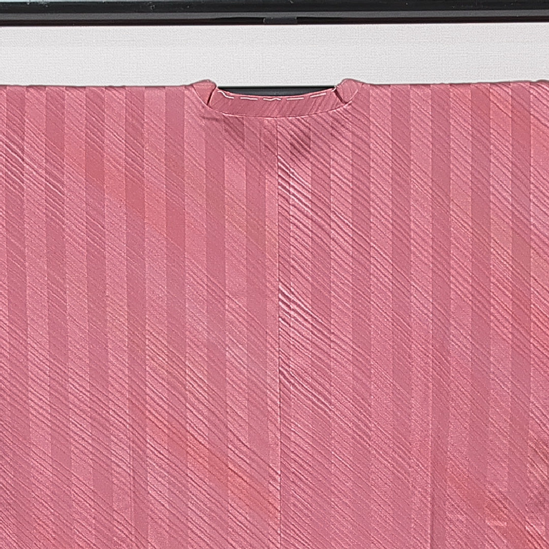 道行コート 袷 身丈83cm 裄丈65cm 正絹 Sランク Mサイズ フォーマル ポケットあり 縞 ピンク系 黒系 1263-15130