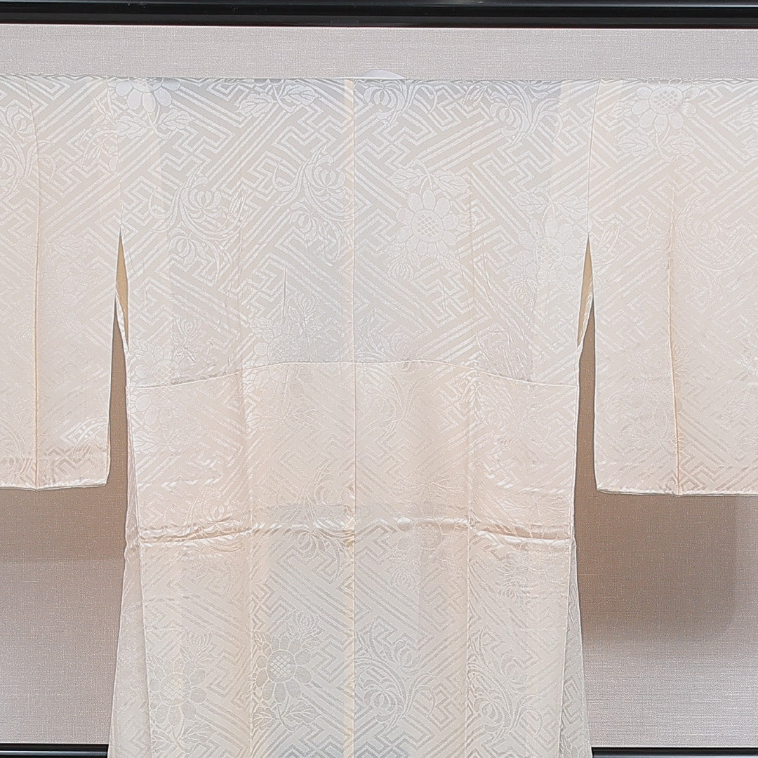 長襦袢 無双袖 身丈113cm 裄丈59cm 正絹 Cランク XSサイズ 紗綾型 ベージュ系 LP 1239-16519