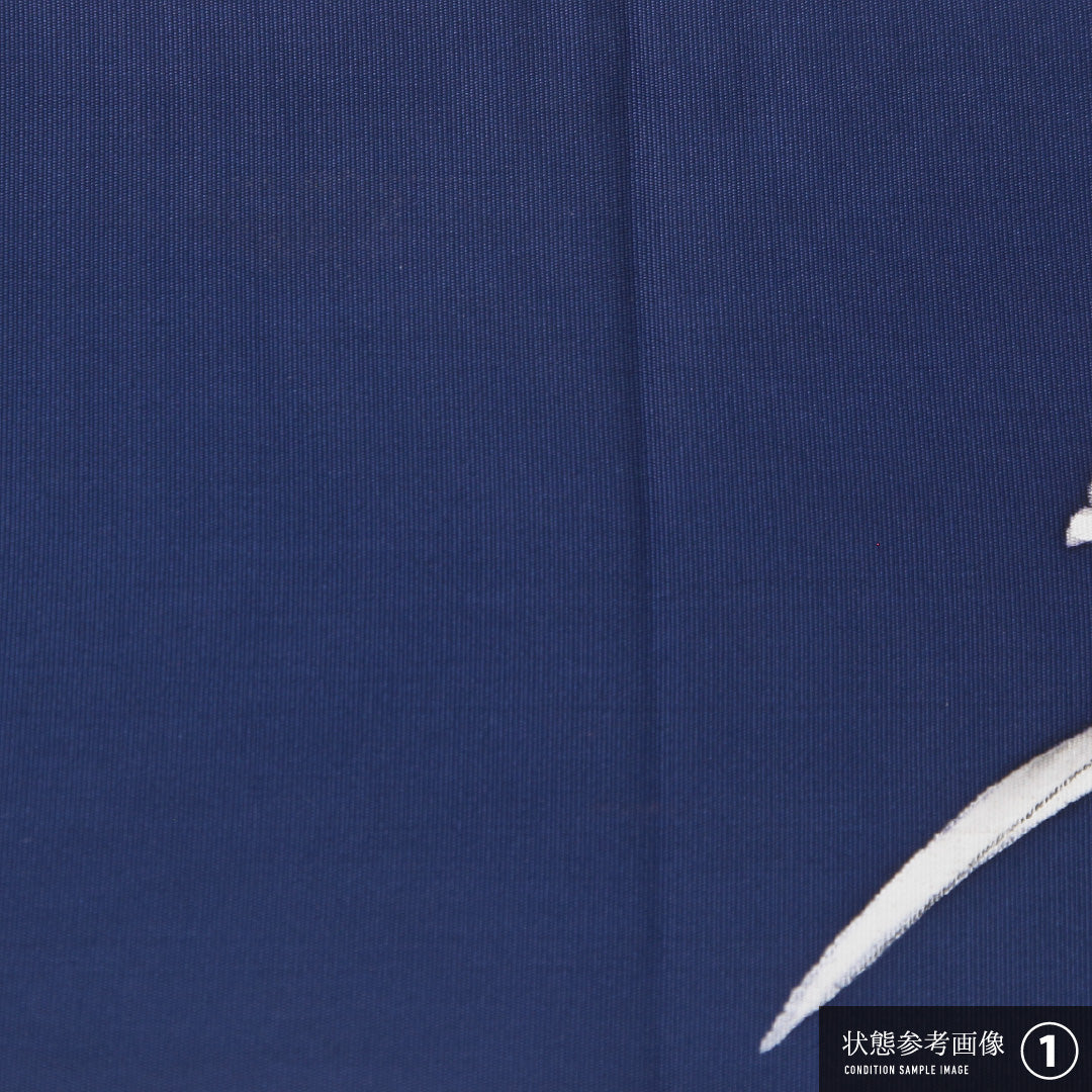 九寸名古屋帯 Bランク 帯丈362cm 正絹 ポイント柄 名古屋仕立て 染め インフォーマル 塩瀬 芙蓉 紺に近い青系 RP 1245-04027
