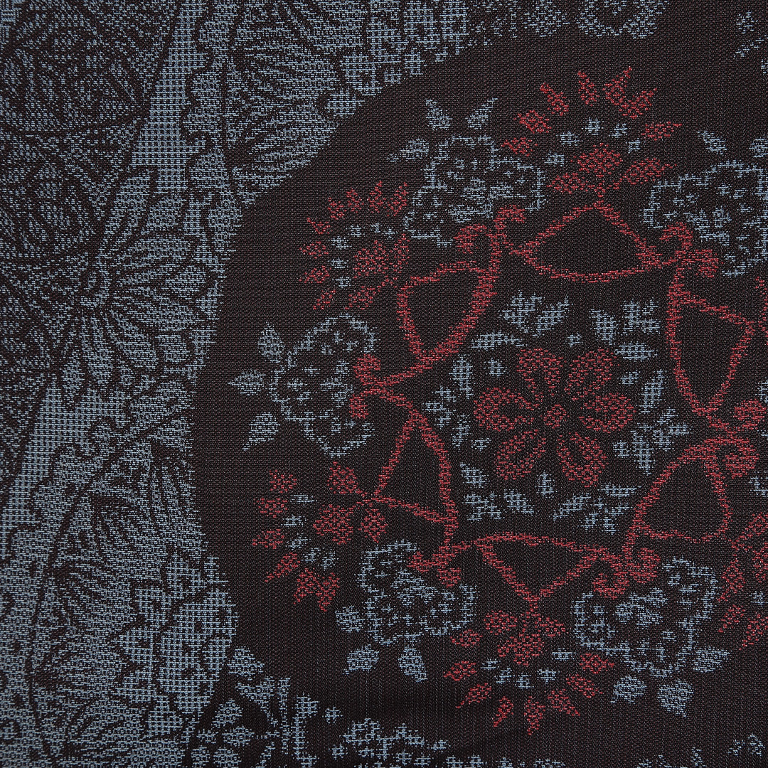 アンティーク 紬 袷 身丈148cm 裄丈63cm 正絹 Aランク XSサイズ 広衿 鏡裏文 グレー系 青系 1216-14724