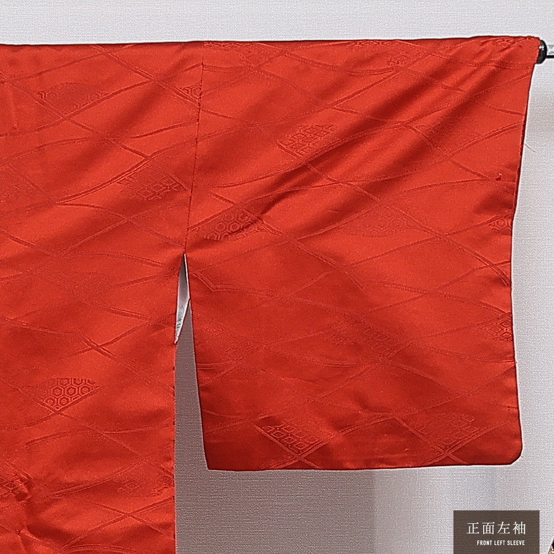 洗える着物 道行コート 袷 身丈82cm 裄丈65cm ナイロン Sランク セミフォーマル Mサイズ 吉祥文様 緑系 RP 1237-16130