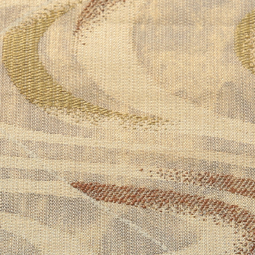 袋帯 帯丈442cm セミフォーマル 六通 Sランク 正絹 渦巻 クリーム系 1223-02080