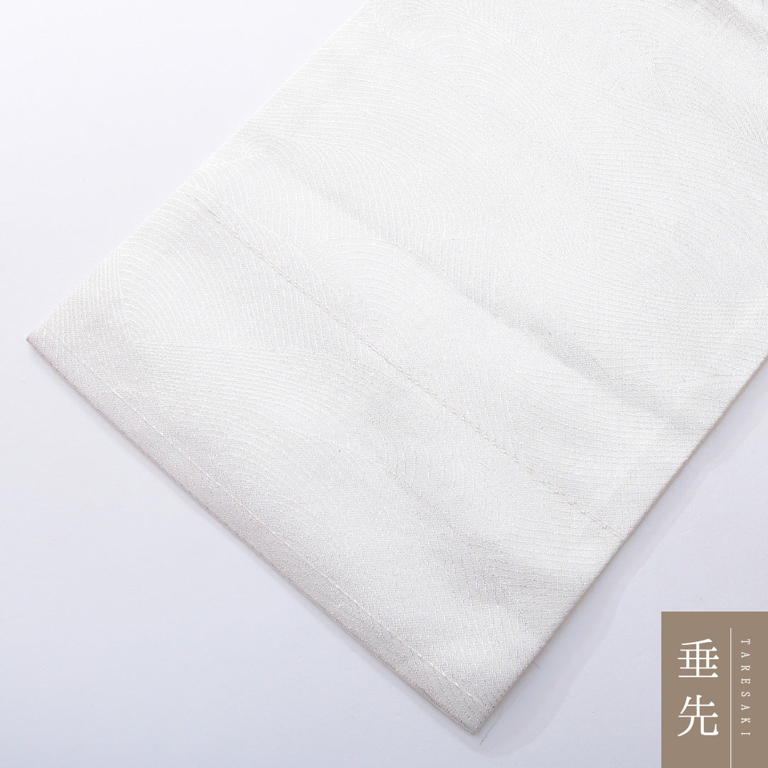 九寸名古屋帯 帯丈355cm セミフォーマル 名古屋仕立て ポイント柄 Sランク 正絹 蘇州刺繍 金駒刺繍 鴛鴦 牡丹 クリーム系 銀系 1224-03912