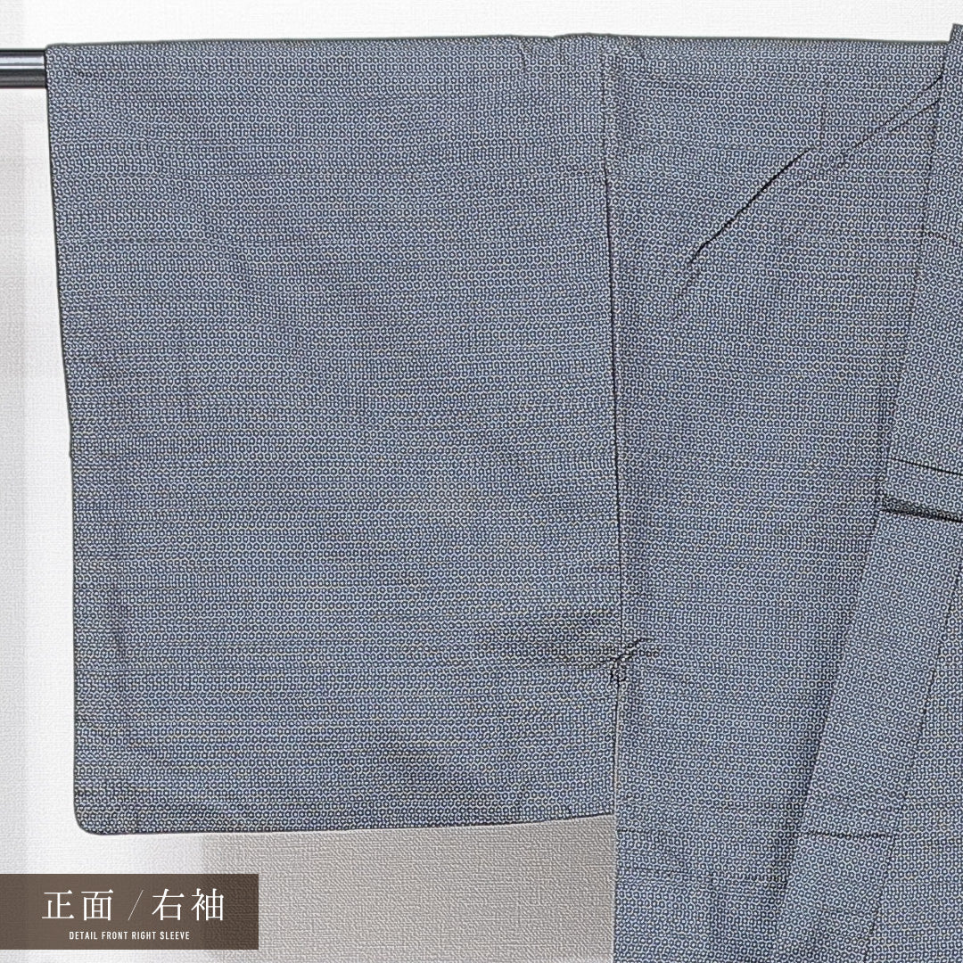 男着物 袷 身丈142cm 裄丈66cm 正絹 Aランク Mサイズ 棒衿 カジュアル 創作柄 茶系 1219-15238