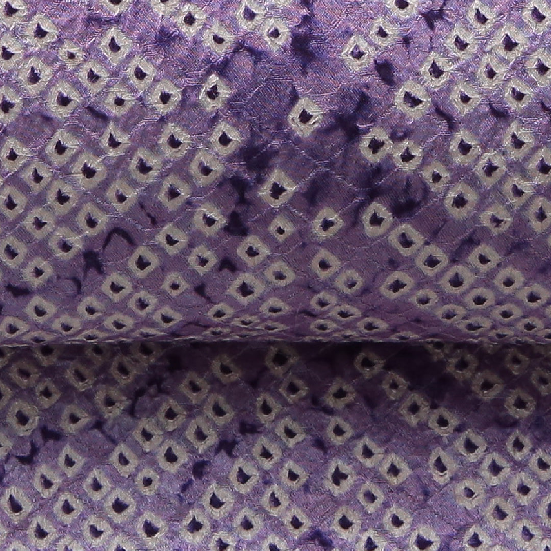 九寸名古屋帯 帯丈341cm カジュアル 名古屋仕立て 全通 Cランク 正絹 絞り柄 紫系 1224-03498