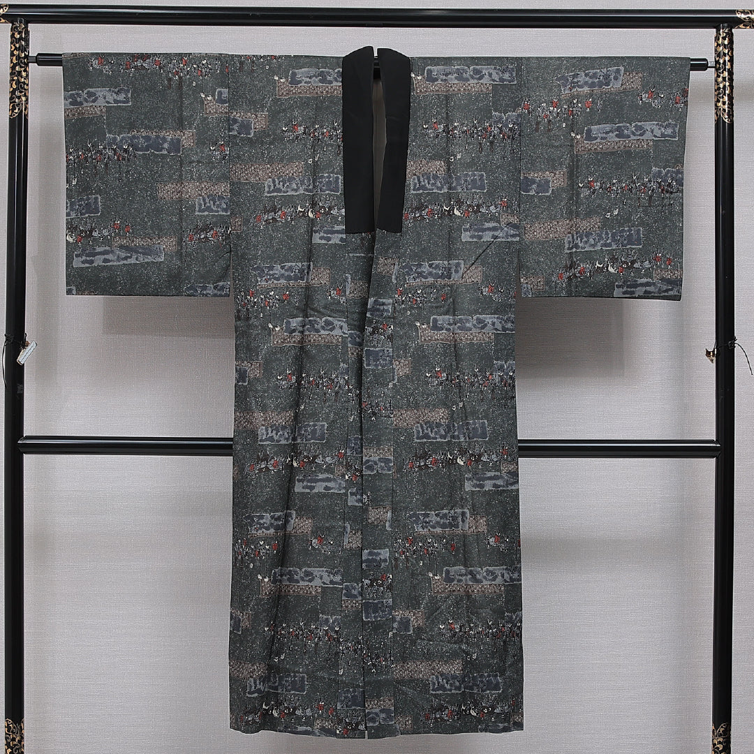 長襦袢 男性用 無双袖 身丈135cm 裄丈64cm 正絹 Sランク Mサイズ 人物 青系 RP 1241-16503