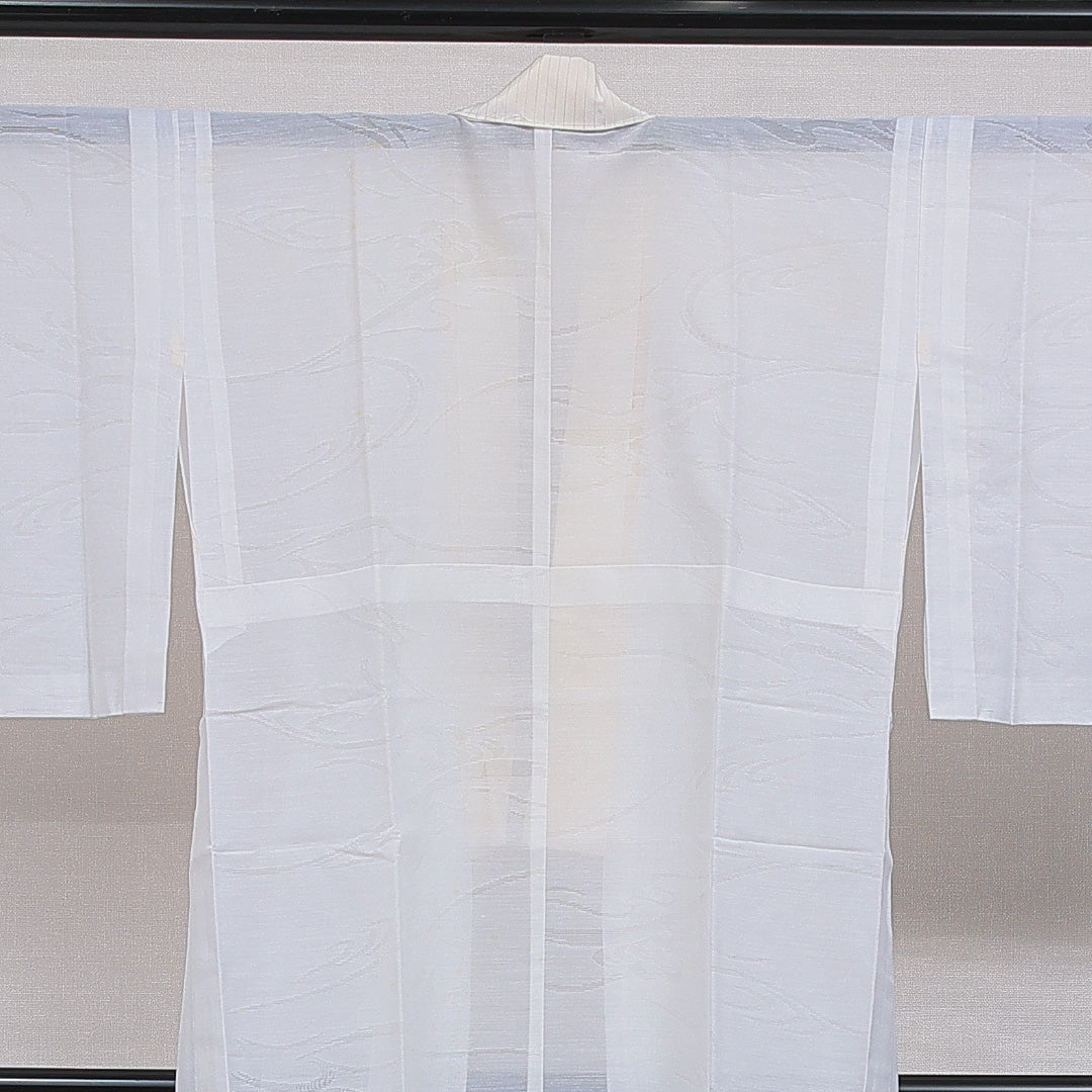 夏物 洗える着物 麻の長襦袢 単衣 身丈122cm 裄丈59cm 麻 Cランク Sサイズ 無地 白系 LP 1239-16508