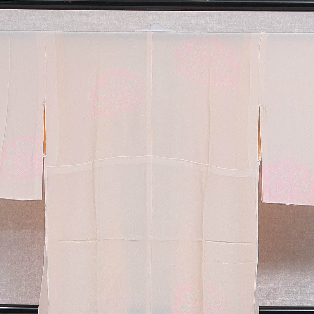 長襦袢 無双袖 身丈123cm 裄丈62cm 正絹 Cランク Sサイズ 花柄 ピンク系 HP 1239-16582