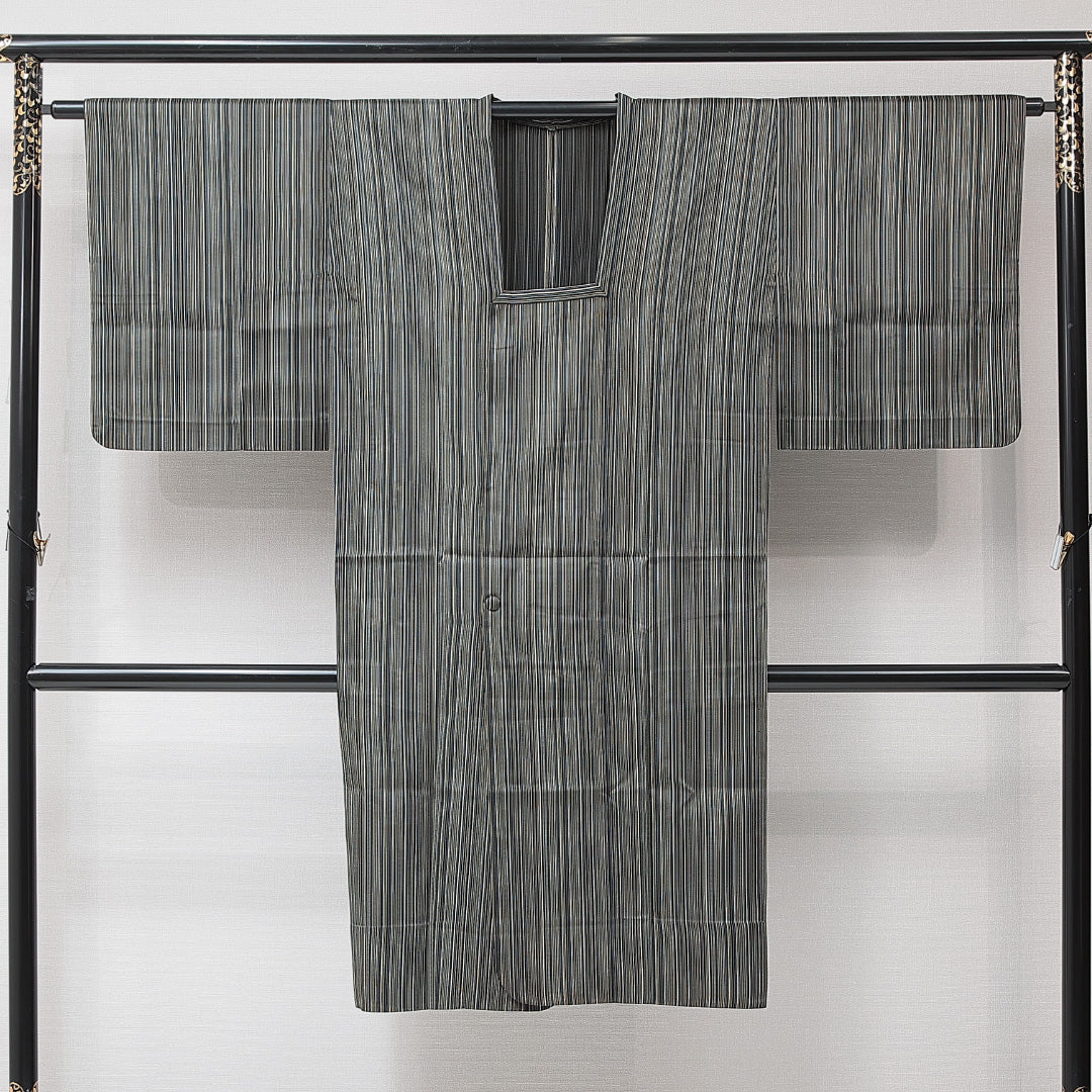 道行コート 単衣 身丈123cm 裄丈63cm 正絹 Cランク セミフォーマル Sサイズ 縞 多色系 LP 1237-15269