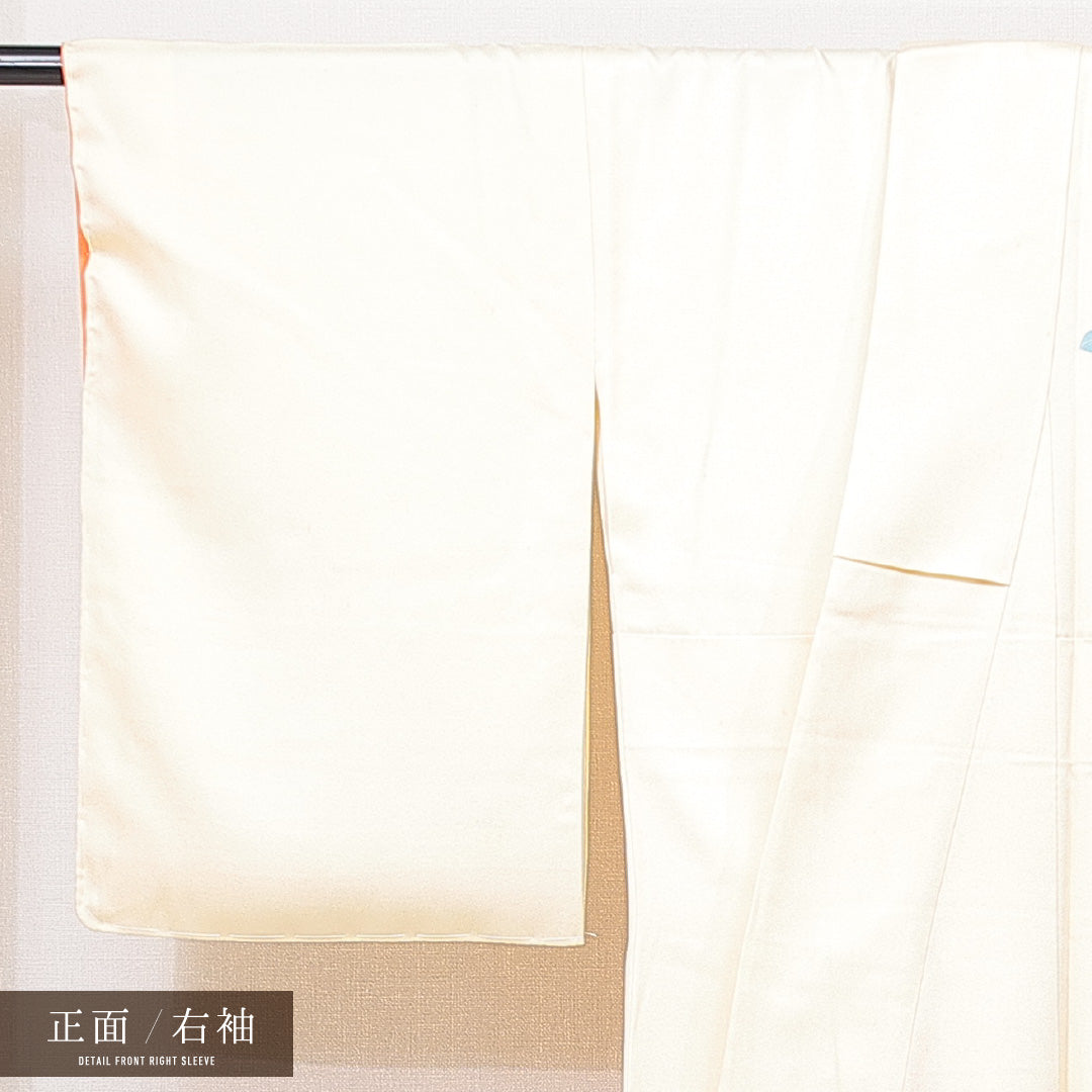訪問着 袷 身丈156cm 裄丈64cm 正絹 Cランク セミフォーマル 広衿 Mサイズ 牡丹 黄系 HP 1217-15051