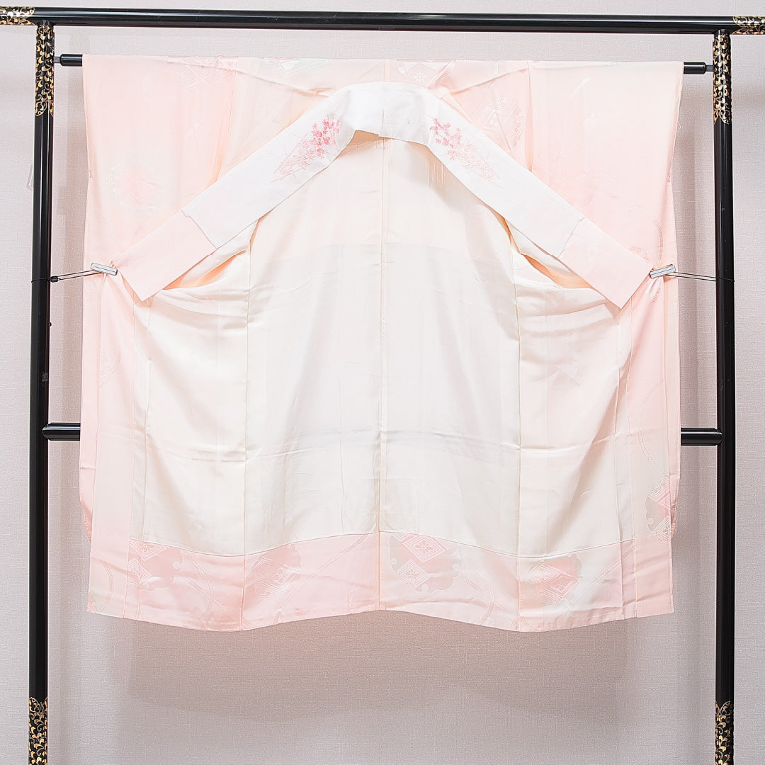 振袖用 長襦袢 袷 身丈124cm 裄丈61cm 正絹 Aランク Mサイズ 雪輪 ピンク系 RP 1240-15403