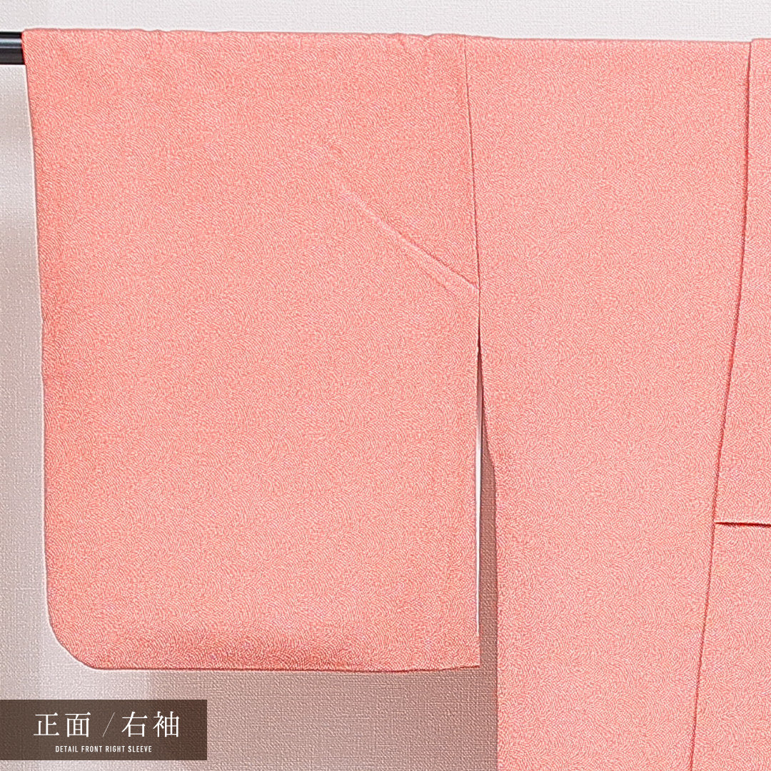 江戸小紋（鮫） 洗える着物 袷 身丈170cm 裄丈66cm ポリエステル Sランク 2XLサイズ 広衿 インフォーマル 朱系 1262-15951