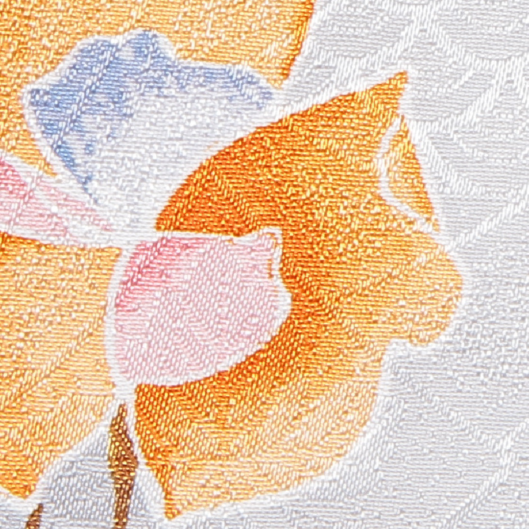 小紋 洗える着物 袷 身丈160cm 裄丈63cm ポリエステル Cランク Lサイズ 広衿 インフォーマル 青海波 花柄 クリーム系 1215-15832