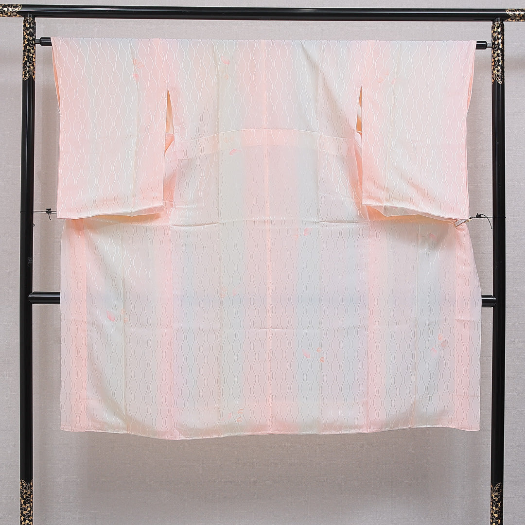 長襦袢 無双袖 身丈127cm 裄丈63cm 正絹 Sランク Mサイズ 立涌 ピンク系 RP 1239-16581