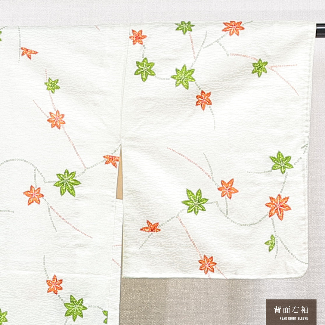 羽織 袷 身丈79cm 裄丈62cm 正絹 Sランク Sサイズ カジュアル 紅葉 緑系 1217-15123