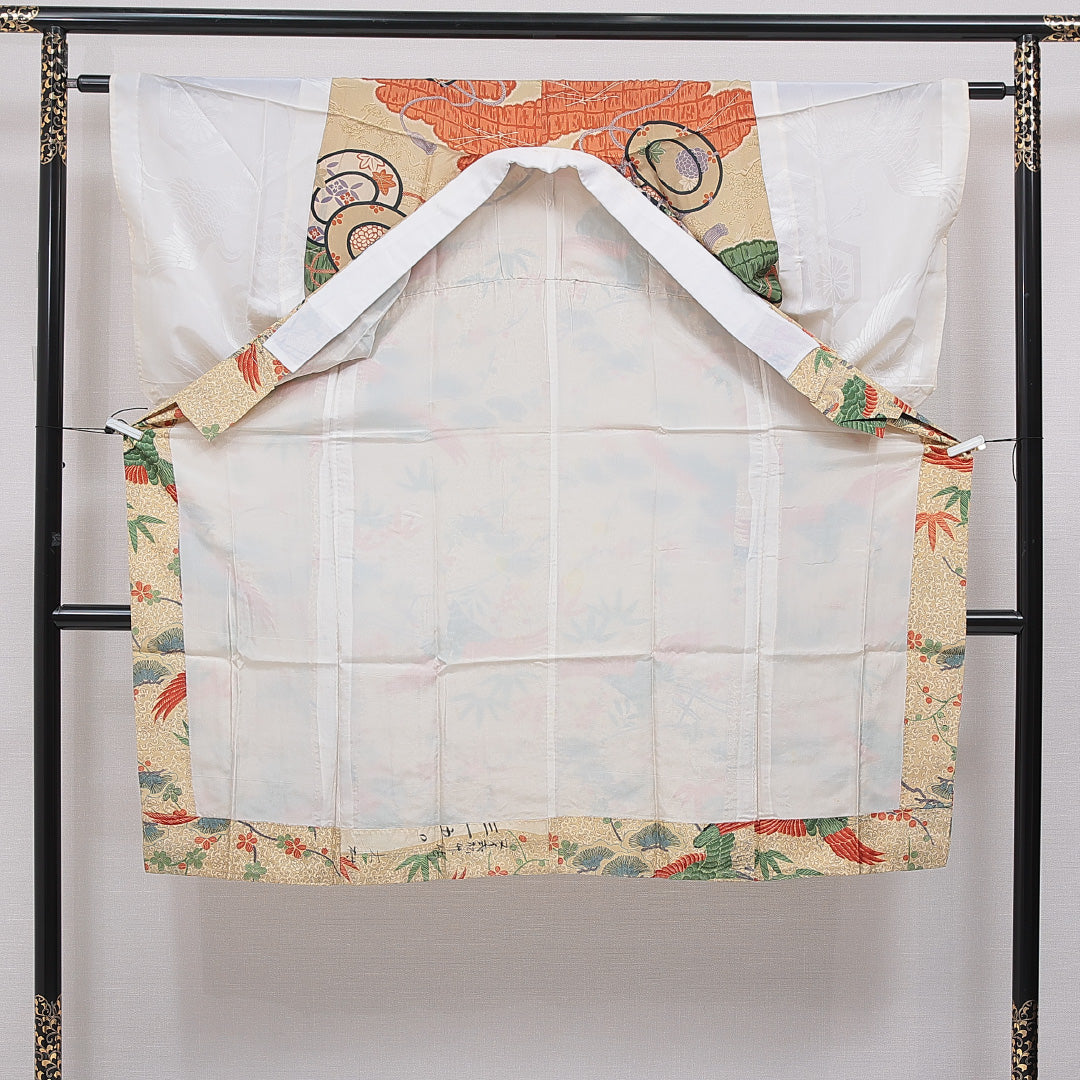 長襦袢 無双袖 身丈127cm 裄丈62cm 正絹 Cランク Mサイズ 鼓 ベージュ系 1229-16714