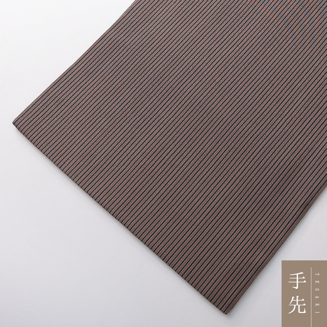 袋帯（紬） 帯丈448cm インフォーマル 全通 帯芯なし Sランク 正絹 縞 ベージュ系 1223-02130