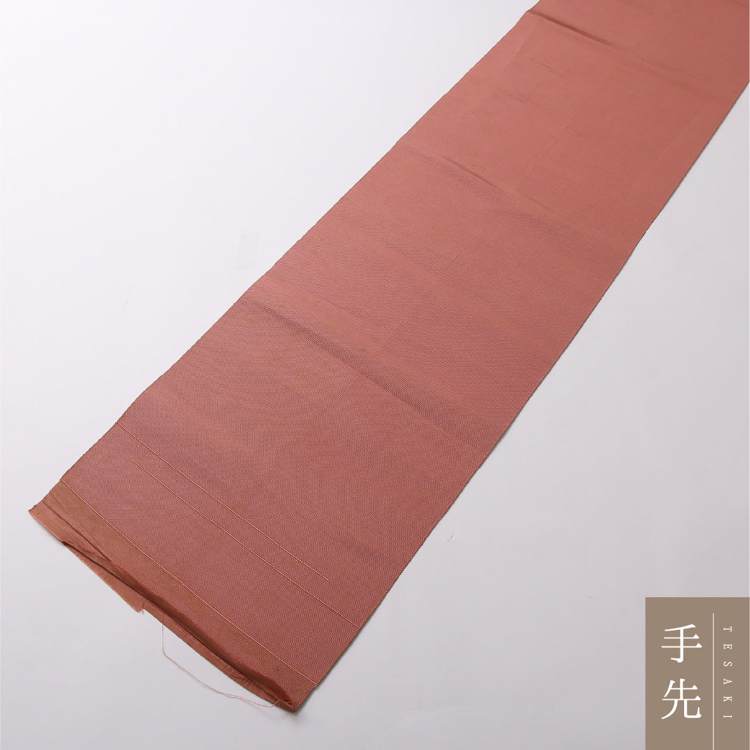 八寸名古屋帯 帯丈348cm カジュアル 開き仕立て 全通 Cランク 正絹 無地 ピンク系 1224-02891