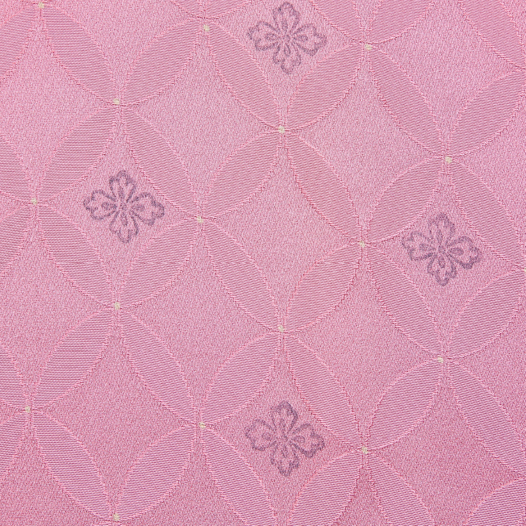 道行コート 袷 身丈87cm 裄丈64cm 正絹 Sランク Mサイズ フォーマル ポケットあり 織り出し 七宝 ピンク系 1263-16862