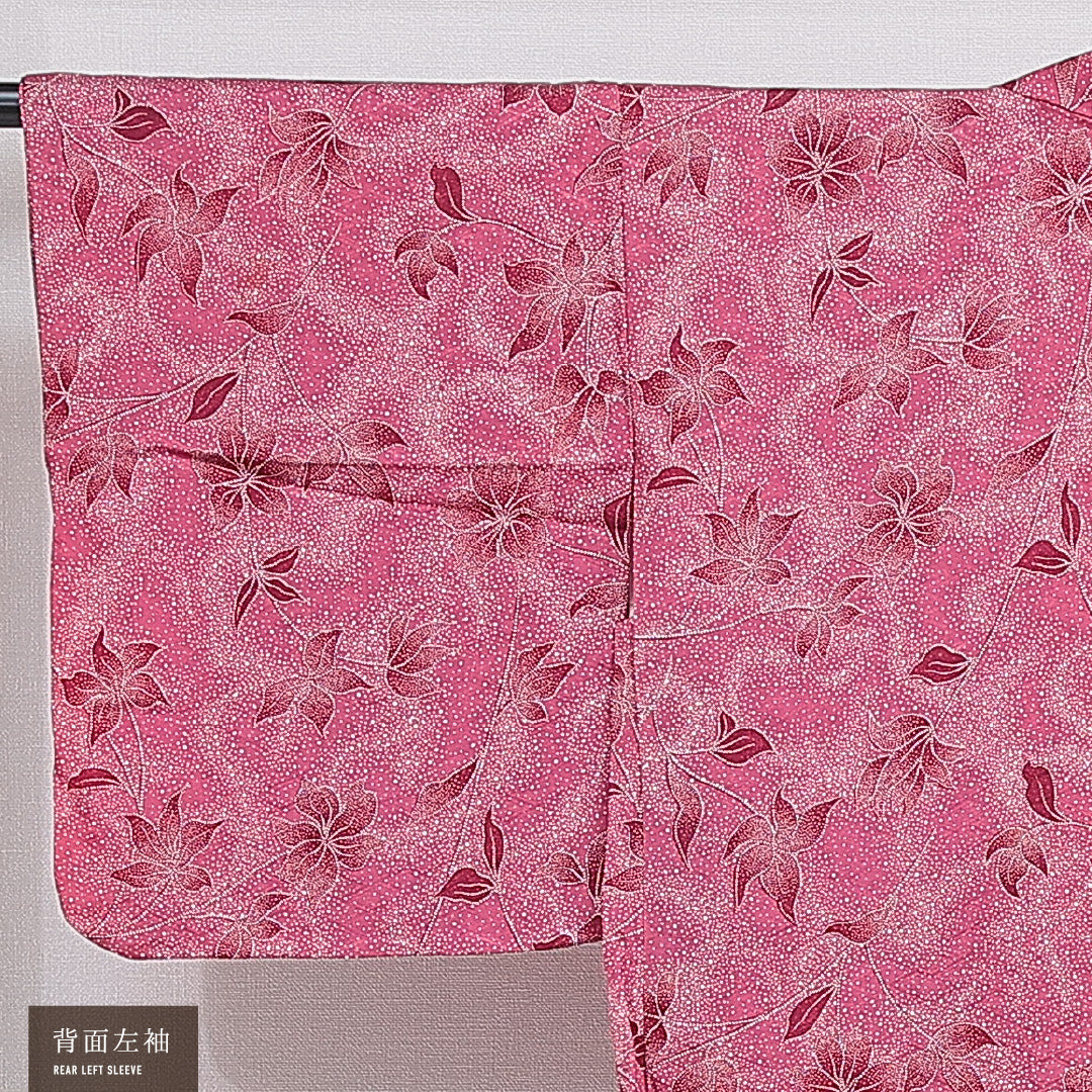 羽織 袷 身丈81cm 裄丈64cm 正絹 Cランク カジュアル Mサイズ 紐あり 花柄 ピンク系 HP 1232-16171