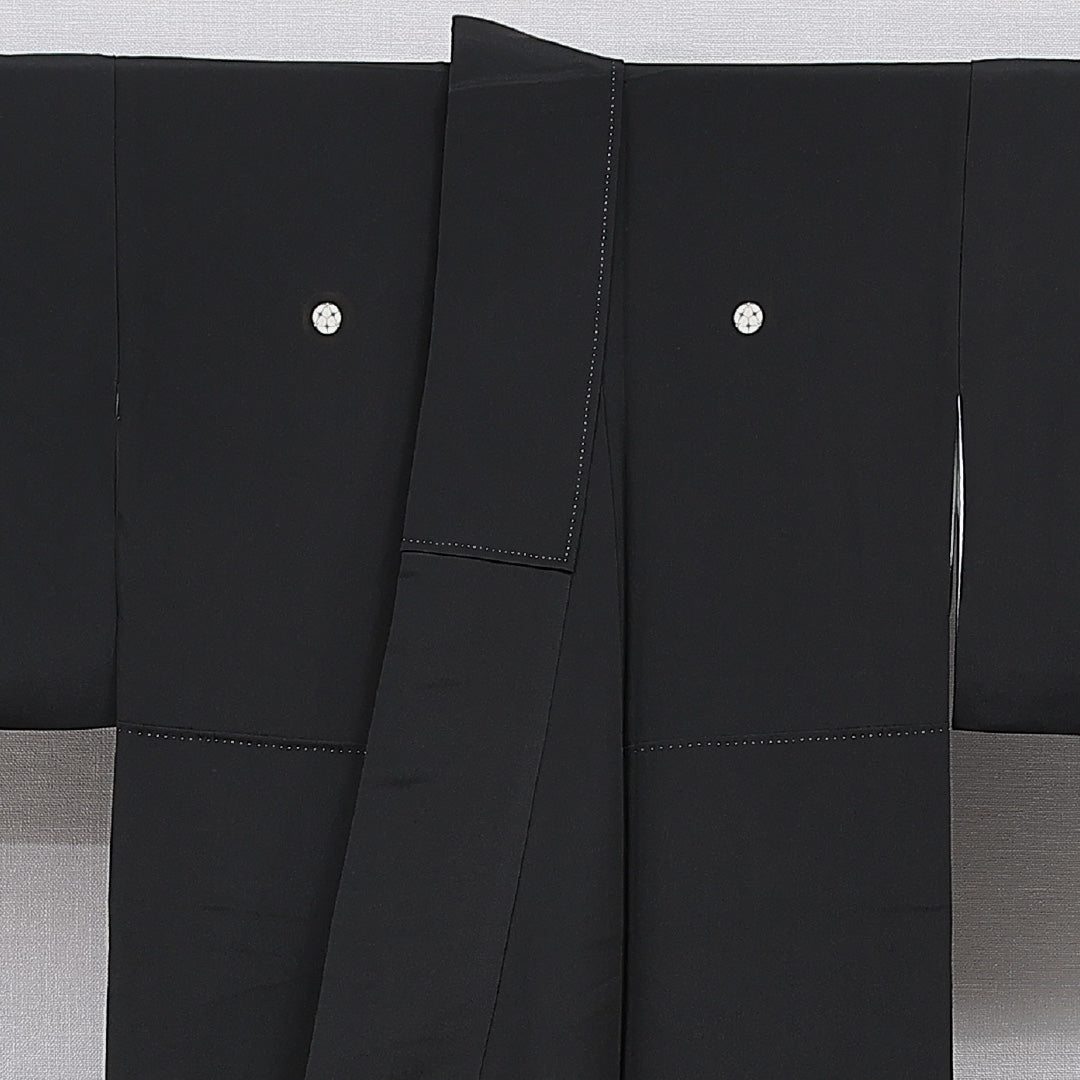 黒留袖 袷 身丈154cm 裄丈63cm 五つ紋 三つ割り桔梗 フォーマル Sランク Sサイズ 正絹 比翼仕立て 広衿 清水寺 京洛百景 松 落款 1211-F0750