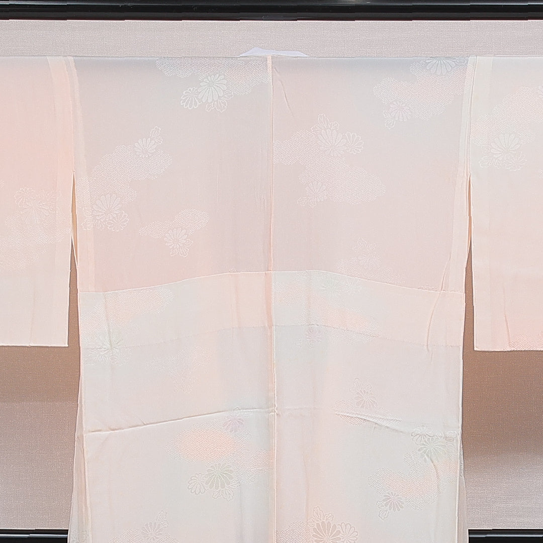 長襦袢 無双袖 身丈125cm 裄丈65cm 正絹 Bランク Mサイズ 菊 ピンク系 HP 1239-16564