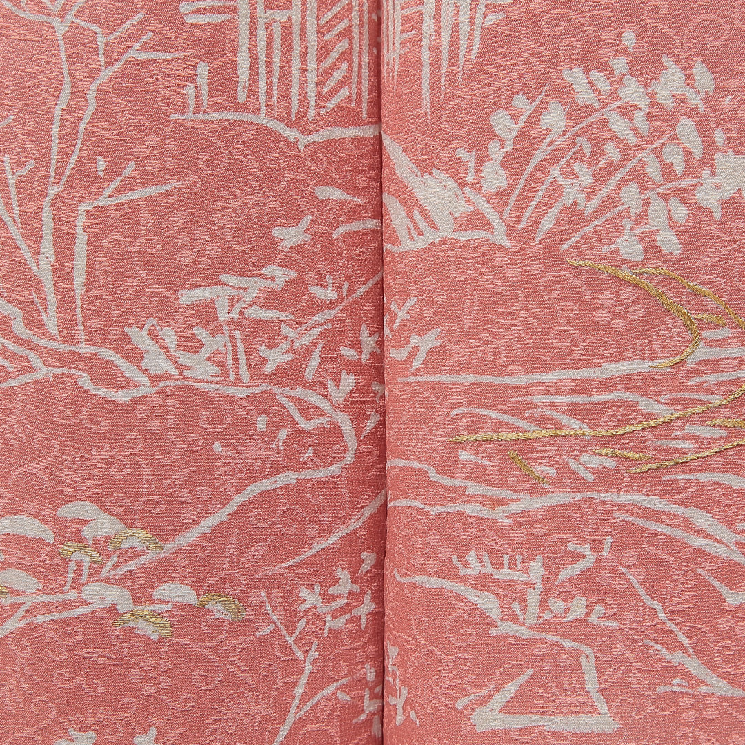 訪問着 袷 身丈159cm 裄丈62cm 正絹 Cランク セミフォーマル 広衿 Mサイズ 刺繍 松 白系 LP 1217-15349
