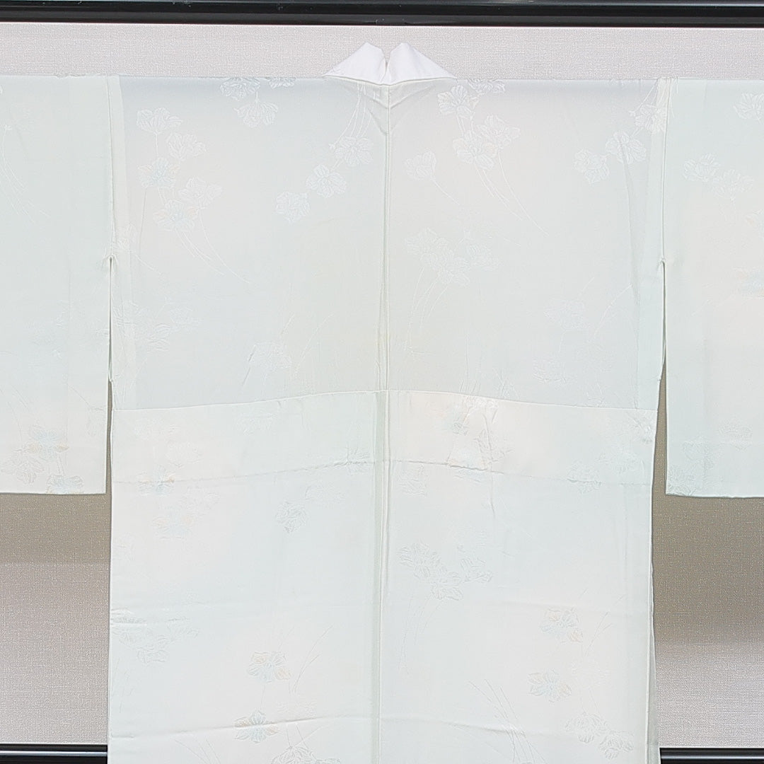 長襦袢 無双袖 身丈127cm 裄丈63cm 正絹 Cランク Mサイズ 花柄 水色系 1229-16691