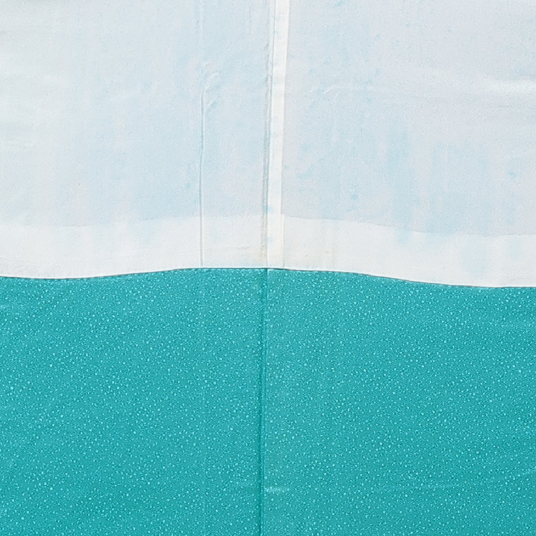 訪問着 洗える着物 袷 身丈163cm 裄丈67cm ポリエステル Cランク Lサイズ 広衿 セミフォーマル 牡丹 青系 緑系 1212-15678