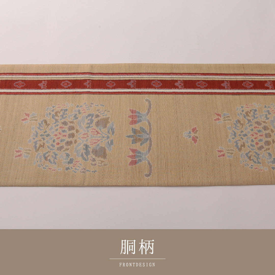 袋帯 帯丈428cm 正絹 全通 インフォーマル 双鳥唐花文 ベージュ系 1243-01919