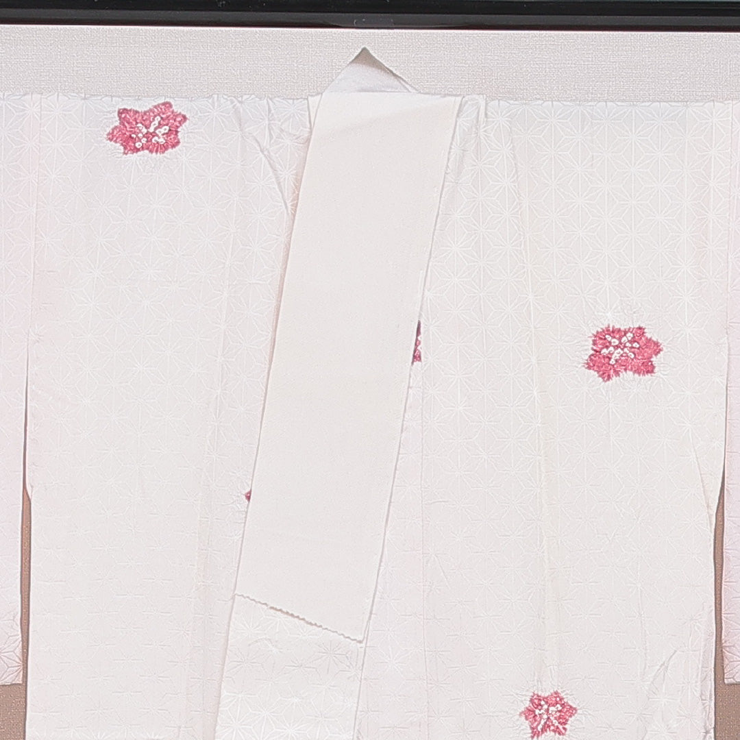 長襦袢 無双袖 身丈129cm 裄丈63cm 正絹 Aランク Lサイズ 部分絞り 麻の葉 ピンク系 RP 1239-16674