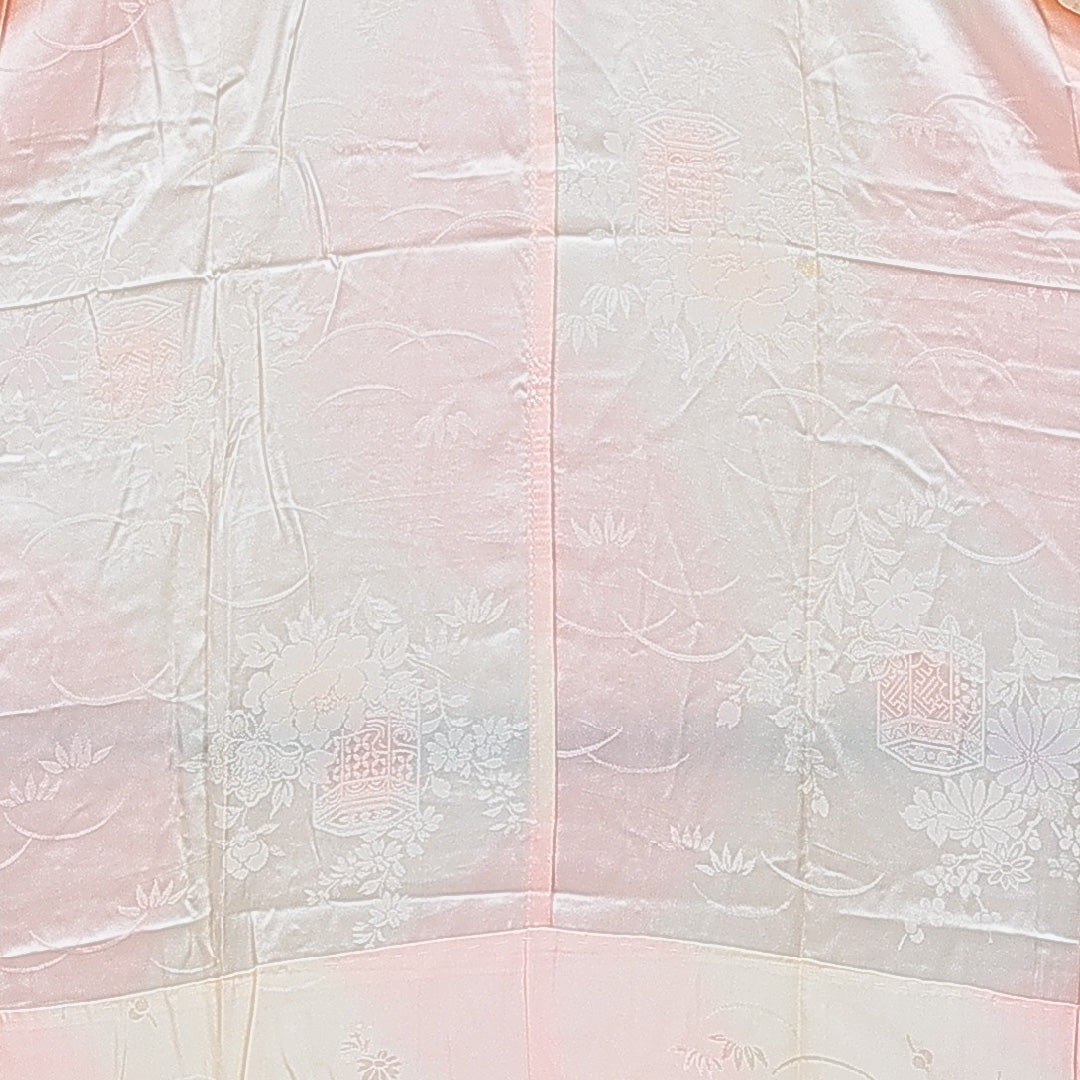 長襦袢 無双袖 身丈129cm 裄丈63cm 正絹 Sランク Lサイズ 古典柄 ピンク系 RP 1239-16682