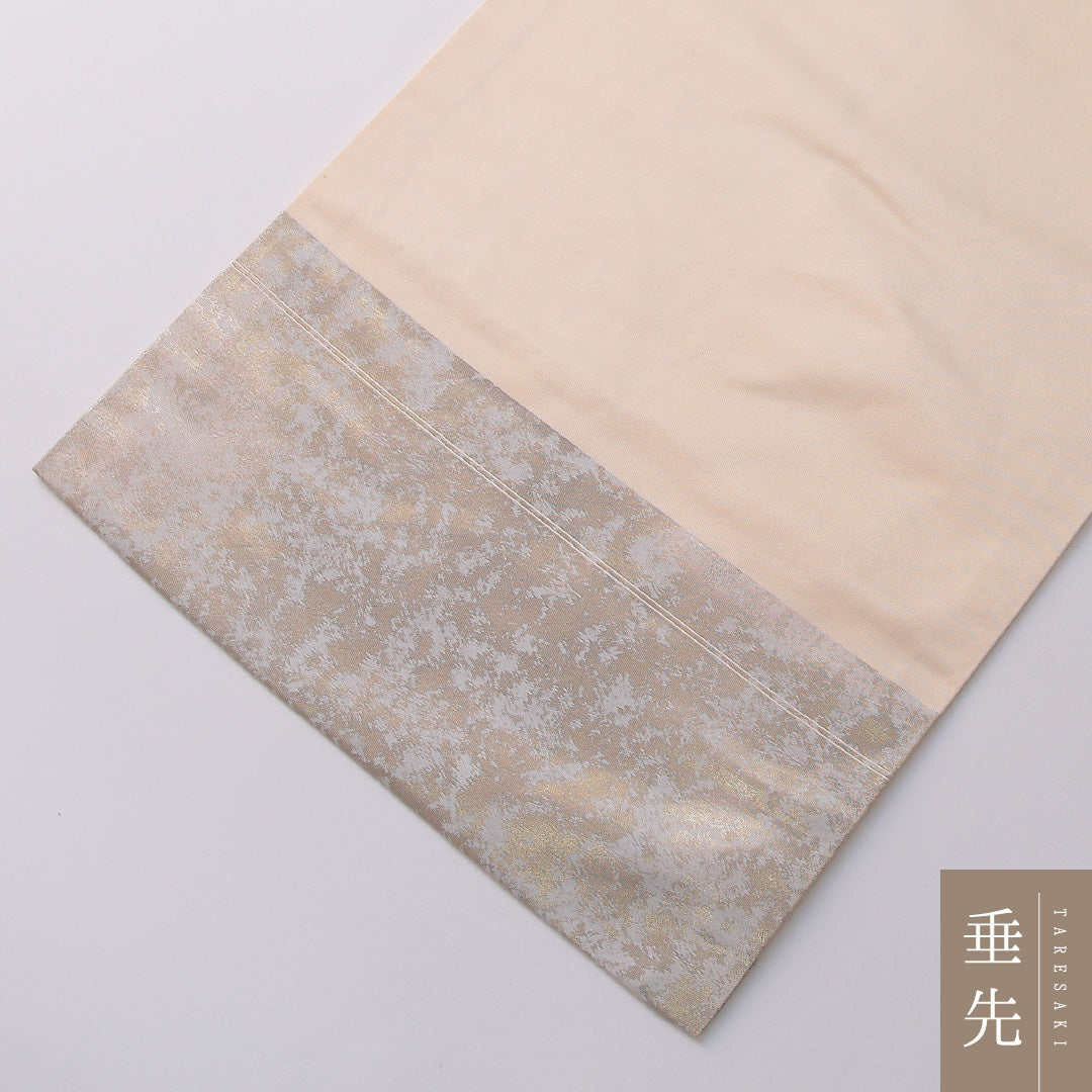 九寸名古屋帯 Sランク 帯丈352cm 正絹 ポイント柄 名古屋仕立て 織り セミフォーマル 花扇 クリーム系 RP 1245-03234